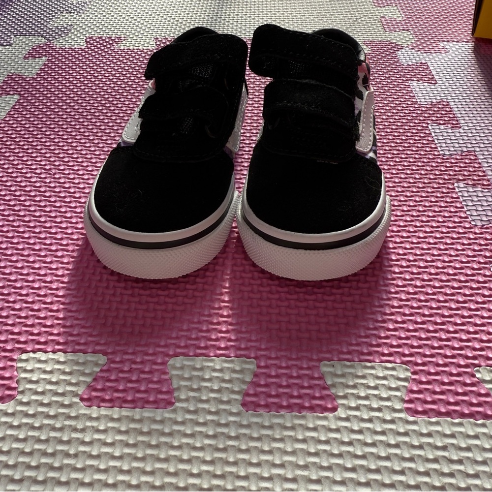 Vans Kids Black and White Velcro Sneakers